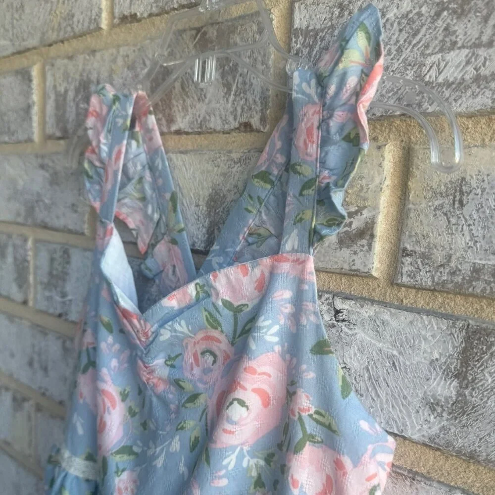 Haute Hippie Sleeveless Tiered Lace Trim Floral Dress Girl's Size 10